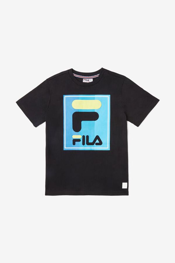 Camisetas Fila Rapaz Pretas - Fila Black With Logo Portugal Lojas,WQAX-61059